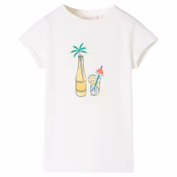 ) Kids' T-shirt Short Sleeves Tee Children's T Shirt Toddler Kids' Top Ecru 140 - 116 (5-6y