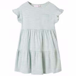 ) Kids' Dress with Ruffle Sleeves Girls' Dress Kids Children's Short Dress Mint - 92 (1.5-2y