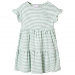 ) Kids' Dress with Ruffle Sleeves Girls' Dress Kids Children's Short Dress Mint - 92 (1.5-2y