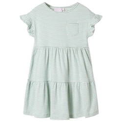 ) Kids' Dress with Ruffle Sleeves Girls' Dress Kids Children's Short Dress Mint - 140 (9-10y