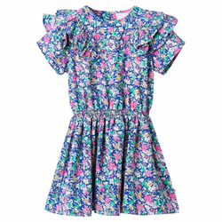 ) Kids' Dress with Ruffle Sleeves Toddler Children's Girls' Dress Cobalt Blue - 92 (1.5-2y