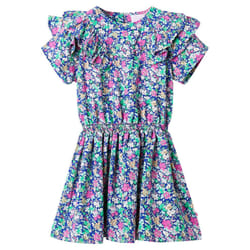 ) Kids' Dress with Ruffle Sleeves Toddler Children's Girls' Dress Cobalt Blue - 104 (3-4y