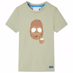 ) Kids' T-shirt with Short Sleeves Tee Toddler Children's T Shirt Clothes Top - khaki, 128 (7-8y
