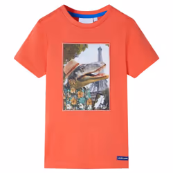 ) Kids' T-shirt Short Sleeves Children's T Shirt Tee Travelling Dinosaur Print - red, 92 (1.5-2y