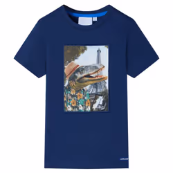 ) Kids' T-shirt Short Sleeves Children's T Shirt Tee Travelling Dinosaur Print - blue, 128 (7-8y
