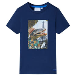 ) Kids' T-shirt Short Sleeves Children's T Shirt Tee Travelling Dinosaur Print - blue, 128 (7-8y