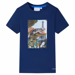 ) Kids' T-shirt Short Sleeves Children's T Shirt Tee Travelling Dinosaur Print - blue, 140 (9-10y