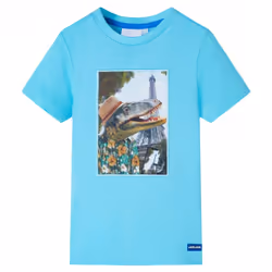 ) Kids' T-shirt Short Sleeves Children's T Shirt Tee Travelling Dinosaur Print - aqua, 92 (1.5-2y