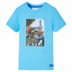 ) Kids' T-shirt Short Sleeves Children's T Shirt Tee Travelling Dinosaur Print - aqua, 128 (7-8y
