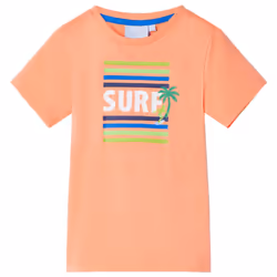 ) Kids' T-shirt Short Sleeves Children's T Shirt Tee Toddler Top Surf Print Neon - orange, 104 (3-4y