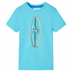 ) Kids' T-shirt with Short Sleeves Tee Children's T Shirt Toddler Clothes Top - aqua, 128 (7-8y