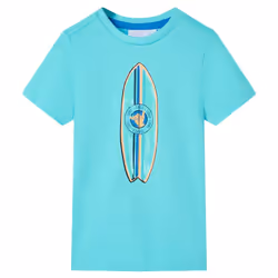 ) Kids' T-shirt with Short Sleeves Tee Children's T Shirt Toddler Clothes Top - aqua, 140 (9-10y