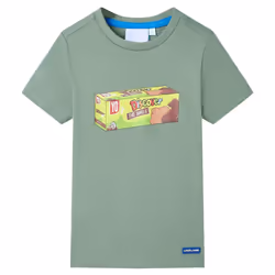 Kids' T-shirt with Short Sleeves Tee Children T Shirt Toddler Top Khaki 140