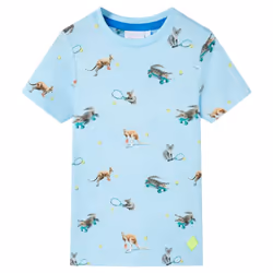 ) Kids' T-shirt Short Sleeves Toddler Children's Shirt Tee Light Blue Melange - 116 (5-6y