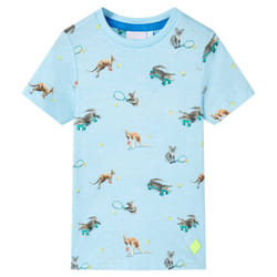 ) Kids' T-shirt Short Sleeves Toddler Children's Shirt Tee Light Blue Melange - 116 (5-6y