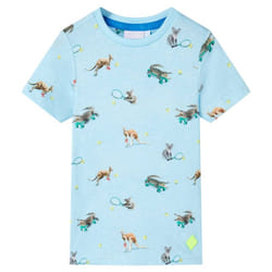 ) Kids' T-shirt Short Sleeves Toddler Children's Shirt Tee Light Blue Melange - 128 (7-8y
