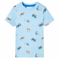 ) Kids' T-shirt Short Sleeves Toddler Children's Shirt Tee Light Blue Melange - 140 (9-10y