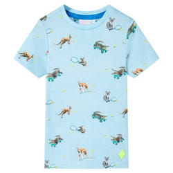 ) Kids' T-shirt Short Sleeves Toddler Children's Shirt Tee Light Blue Melange - 140 (9-10y