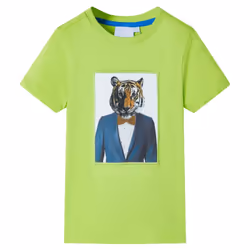) Kids' T-shirt with Short Sleeves Tee Children's T Shirt Toddler Top Clothes - lime, 104 (3-4y