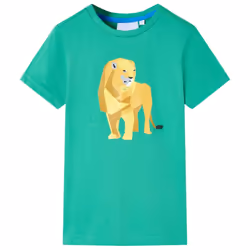 ) Kids' T-shirt Short Sleeves Children's T Shirt Toddler Tee Kids Top Lion Print - green, 140 (9-10y