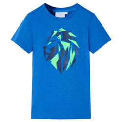 ) Kids' T-shirt Short Sleeves Children's T Shirt Tee Toddler Top Lion Print - blue, 140 (9-10y