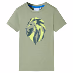 ) Kids' T-shirt Short Sleeves Children's T Shirt Tee Toddler Top Lion Print - khaki, 92 (1.5-2y