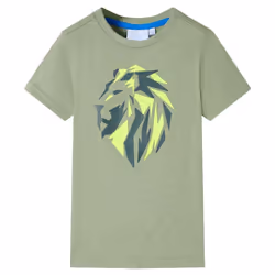 ) Kids' T-shirt Short Sleeves Children's T Shirt Tee Toddler Top Lion Print - khaki, 116 (5-6y