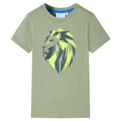 ) Kids' T-shirt Short Sleeves Children's T Shirt Tee Toddler Top Lion Print - khaki, 116 (5-6y