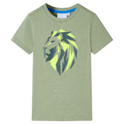 ) Kids' T-shirt Short Sleeves Children's T Shirt Tee Toddler Top Lion Print - khaki, 128 (7-8y