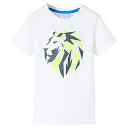 ) Kids' T-shirt Short Sleeves Children's T Shirt Tee Toddler Top Lion Print - ecru, 116 (5-6y