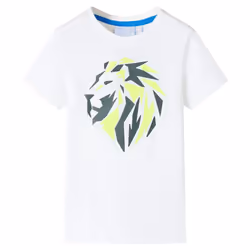 ) Kids' T-shirt Short Sleeves Children's T Shirt Tee Toddler Top Lion Print - ecru, 128 (7-8y