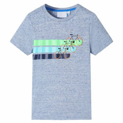 ) Kids' T-shirt with Short Sleeves Kids Tee Children's T Shirt Blue Melange 116 - blue, 104 (3-4y