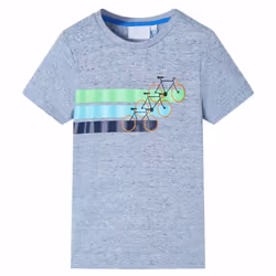 ) Kids' T-shirt with Short Sleeves Kids Tee Children's T Shirt Blue Melange 116 - blue, 140 (9-10y