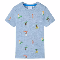 ) Kids' T-shirt Short Sleeves Tee Children's T Shirt Toddler Blue Melange 140 - blue, 104 (3-4y
