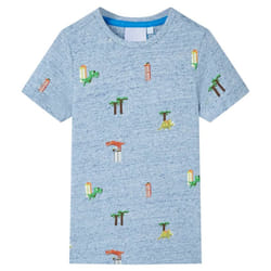 ) Kids' T-shirt Short Sleeves Tee Children's T Shirt Toddler Blue Melange 140 - blue, 104 (3-4y