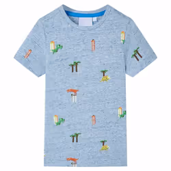 ) Kids' T-shirt Short Sleeves Tee Children's T Shirt Toddler Blue Melange 140 - blue, 116 (5-6y