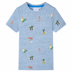 ) Kids' T-shirt Short Sleeves Tee Children's T Shirt Toddler Blue Melange 140 - blue, 140 (9-10y