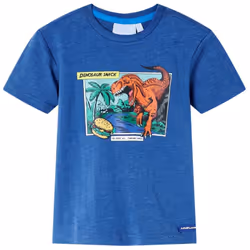 Kids' T-shirt Short Sleeves Kids' Top Children's T Shirt Tee Dinosaur Print - dark blue, 128