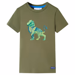 ) Kids' T-shirt Short Sleeves Children's T Shirt Toddler Tee Lion Print Khaki - khaki, 92 (1.5-2y