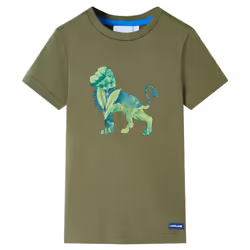 ) Kids' T-shirt Short Sleeves Children's T Shirt Toddler Tee Lion Print Khaki - khaki, 104 (3-4y