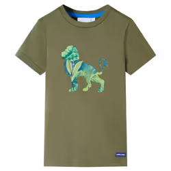 ) Kids' T-shirt Short Sleeves Children's T Shirt Toddler Tee Lion Print Khaki - khaki, 116 (5-6y