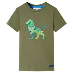) Kids' T-shirt Short Sleeves Children's T Shirt Toddler Tee Lion Print Khaki - khaki, 116 (5-6y