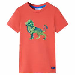 ) Kids' T-shirt Short Sleeves Children's T Shirt Toddler Tee Lion Print Khaki - red, 104 (3-4y