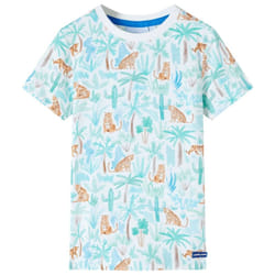 Kids' T-shirt Short Sleeves Children's T Shirt Tee Kids' Top Tiger Print Ecru - 92