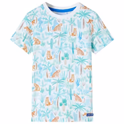 Kids' T-shirt Short Sleeves Children's T Shirt Tee Kids' Top Tiger Print Ecru - 104