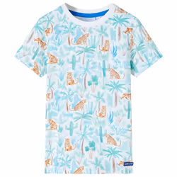 Kids' T-shirt Short Sleeves Children's T Shirt Tee Kids' Top Tiger Print Ecru - 140