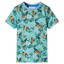 ) Kids' T-shirt Short Sleeves Tee Children's T Shirt Top Light Green Melange - 140 (9-10y