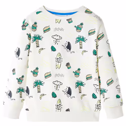 Kids' Sweatshirt Children Long Sleeves Toddler Pullover Kids' Top Soft Ecru - 92
