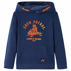 ) Kids' Hooded Sweatshirt Children Pullover Hoodie Navy Melange and Orange 104 - navy, 140 (9-10y