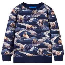Kids' Sweatshirt Long Sleeves Toddler Tops Pullover Kids' Top Bear Print Navy - 140
